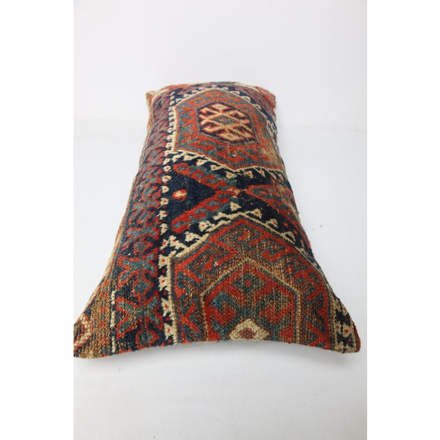 Rustic Antique Decorative Kurdish Rug Pillow Cover -16'' X 36'' For Sale - Image 3 of 10