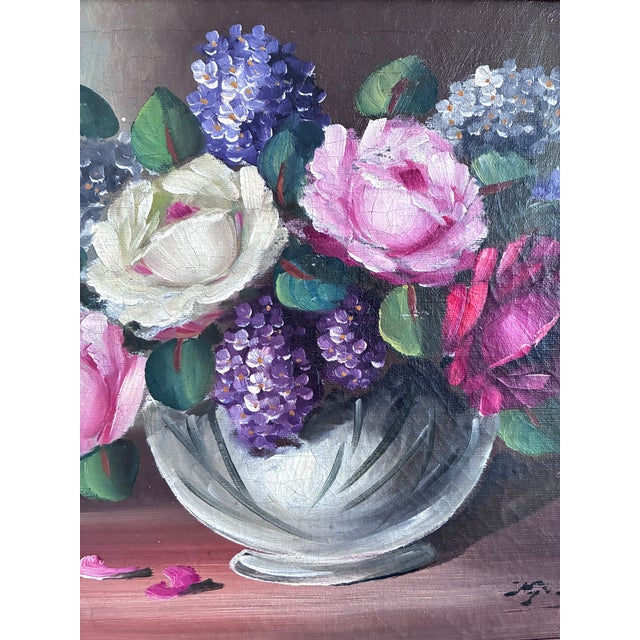 Vintage Original Flower Still Life Oil Painting: Framed Floral Art For Sale - Image 6 of 15