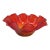 Vintage Mid Century Amberina Crackle Glass Ruffled Bowl For Sale