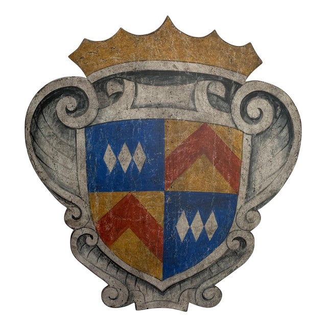 Large Italian Curved Painted Hanging Shield, 1950s For Sale