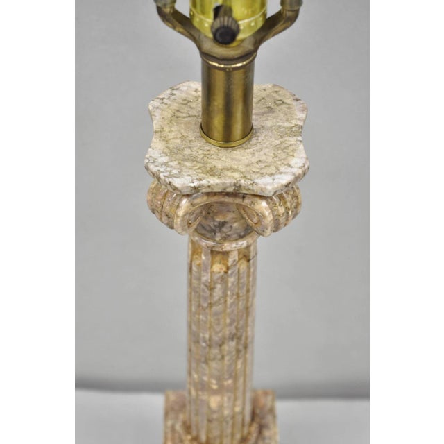 Vintage Italian Classical Carved Marble Corinthian Column Table Lamp For Sale - Image 9 of 13