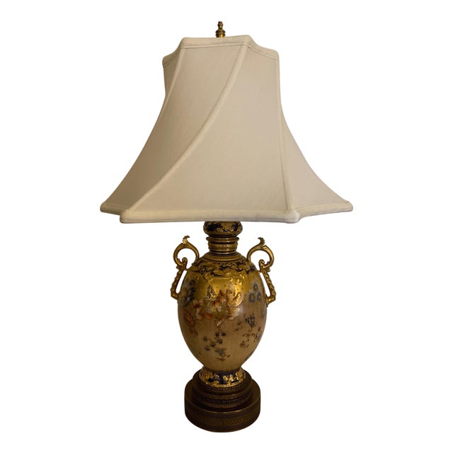 Elegant Cobalt and Gold Encrusted 19th Century Royal Crown Derby Lamp For Sale