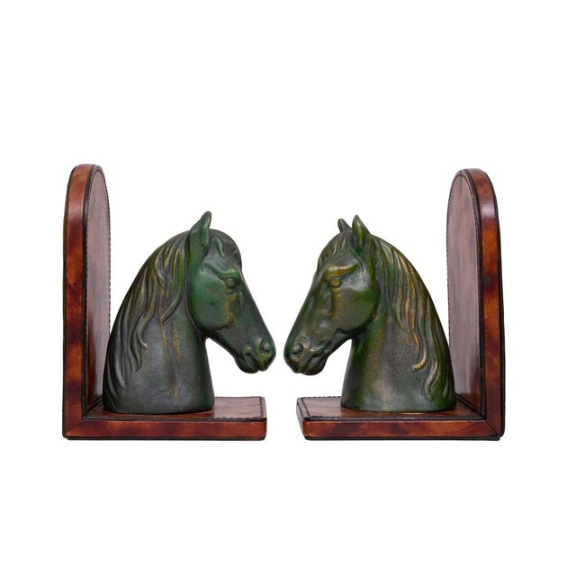 1970s Ceramic and Leather Horses Head Bookends 1970s, Set of 2 For Sale - Image 5 of 9