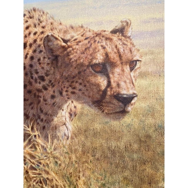 Brian Jarvi's original oil on canvas entitled "The Cheetah" A 39in x 48in including frame - a study of one of Africa's...