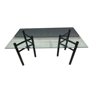 Vintage 1980s Postmodern Glass Dining Table For Sale