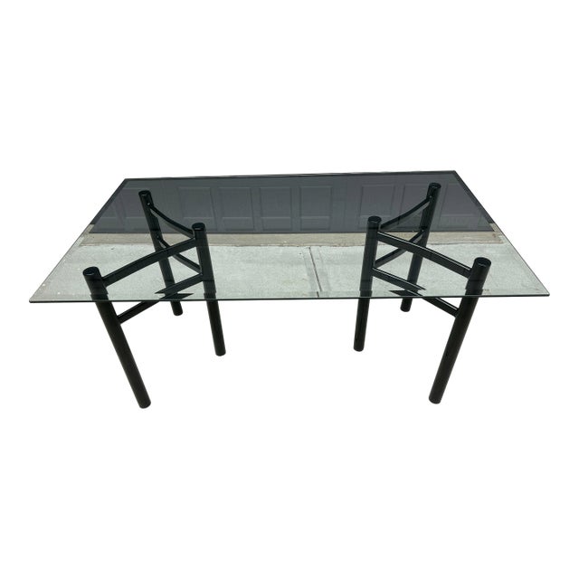 Vintage 1980s Postmodern Glass Dining Table For Sale