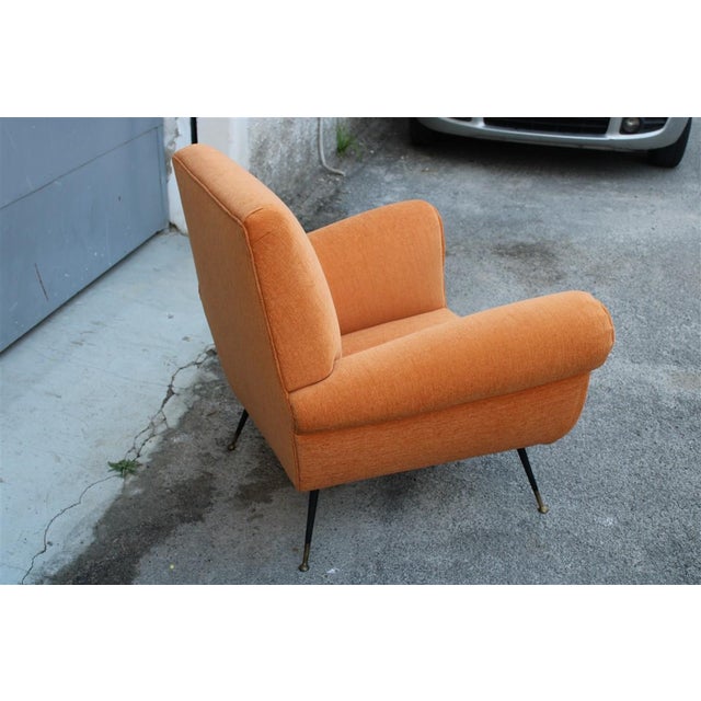 Metal Armchair Velvet Orange by Gigi Radice for Minotti Italia, 1950s For Sale - Image 7 of 14