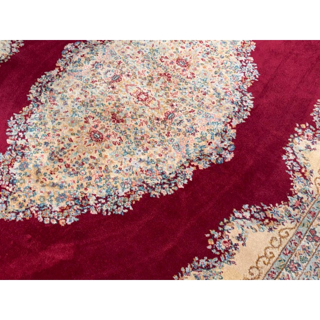 Red 8 Ft 7 in × 12 Ft 3 in Karastan Red Medallion Kirman Area Rug, Vintage For Sale - Image 8 of 12