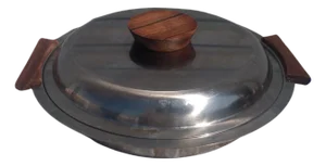 Late 20th Century Scanli Stainless Steel Pot W/ Teak Handle And Lid