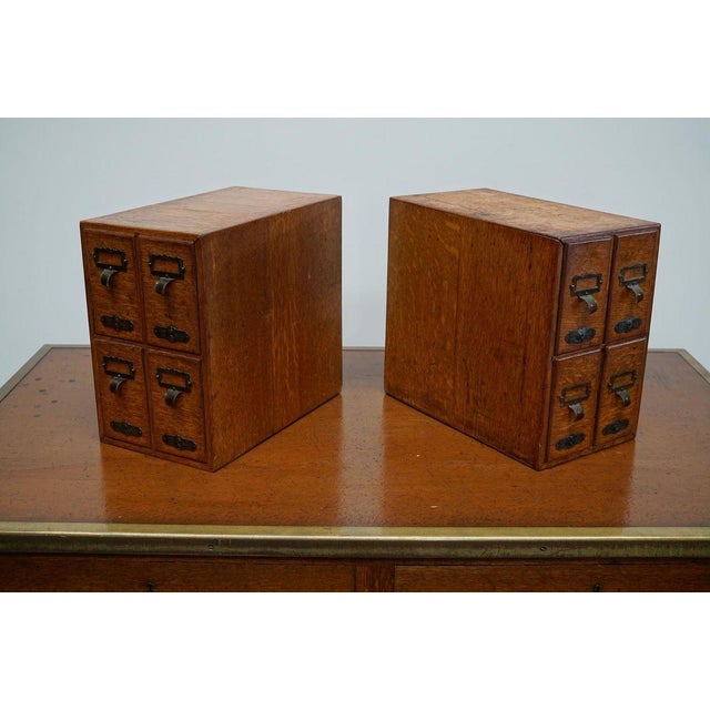 French Oak Apothecary Cabinet / Filing Cabinet, 1920s, Set of 2 For Sale - Image 16 of 17
