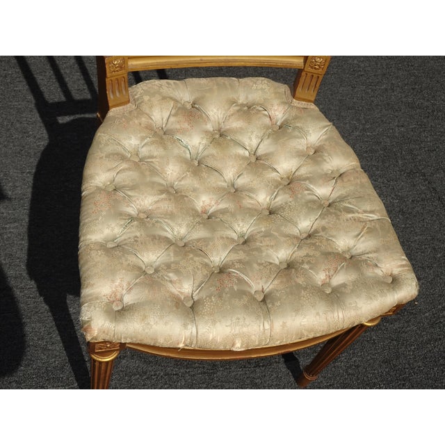 Gold Vintage French Provincial Gold Tufted Accent Chair ~ Vanity Chair For Sale - Image 8 of 12