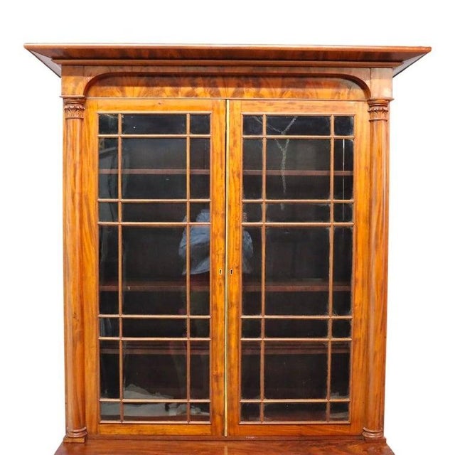 Mid 19th Century Classical American Empire Step Back Cupboard With Mullioned Doors C1840 For Sale - Image 5 of 16