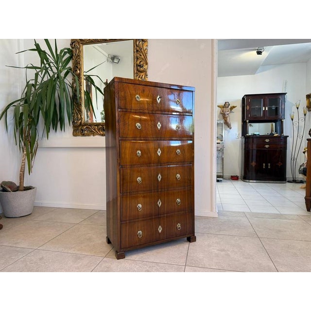 Biedermeier Week Dresser in Walnut For Sale - Image 6 of 16