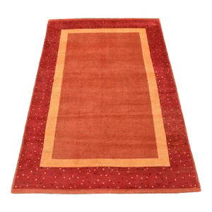 Gabbeh Rust Wool Contemporary Hand-Knotted Rug - 4’7” X 6’5”