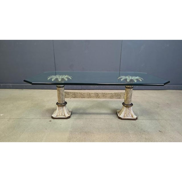 Metal Vintage Cast Iron and Glass Flower Coffee Table, 1960s For Sale - Image 7 of 10