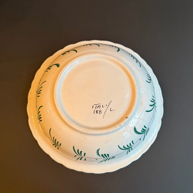 Antique White 1980s Italian Handpainted Embossed Fruit Serving Bowl For Sale - Image 8 of 8