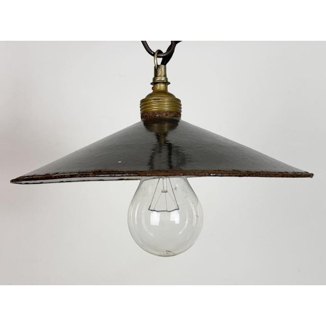 Industrial Industrial Black Enamel Light, 1930s For Sale - Image 3 of 17