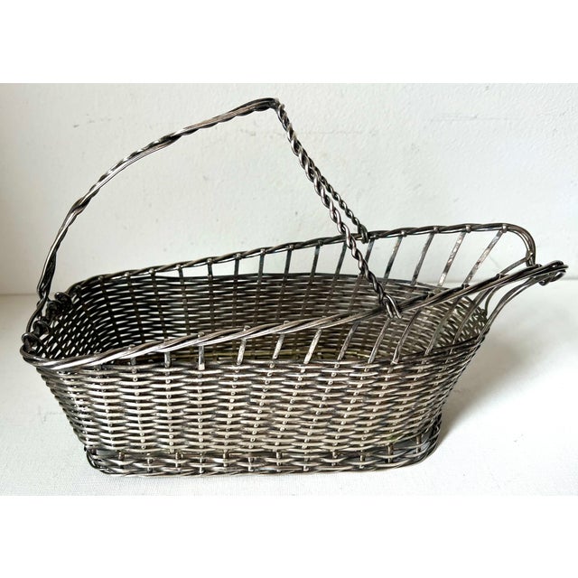 Silver Vintage French Silver Mesh Wine Bottle Caddy For Sale - Image 8 of 8