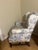 Textile 1980s Traditional Blue & White Toile Wingback Accent Chair For Sale - Image 7 of 12