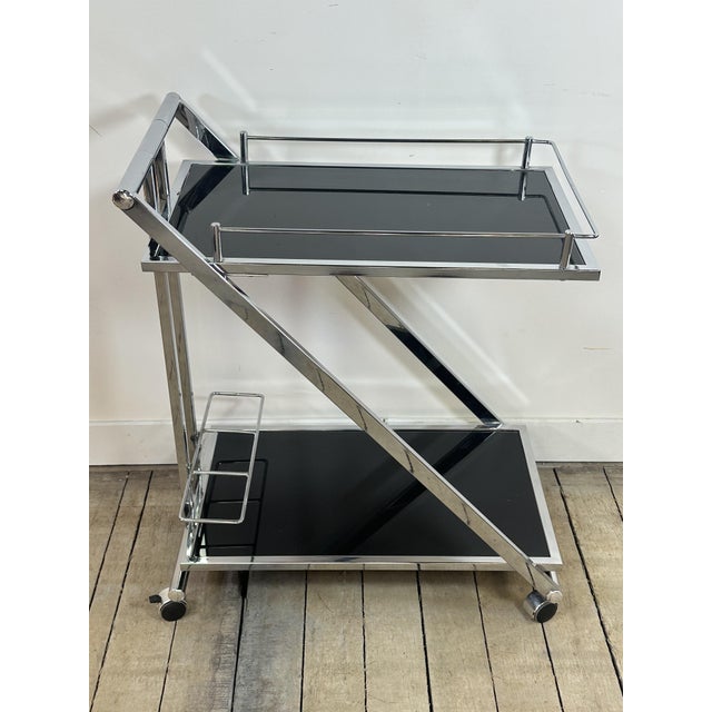 Vintage Z-Line Serving Cart in Chrome and Smoked Glass, 2000s For Sale - Image 13 of 13