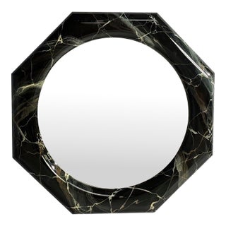 Mid-Century Modern, Octagonal Wall Mirror, Faux Marble Finish, Usa, 1980s For Sale