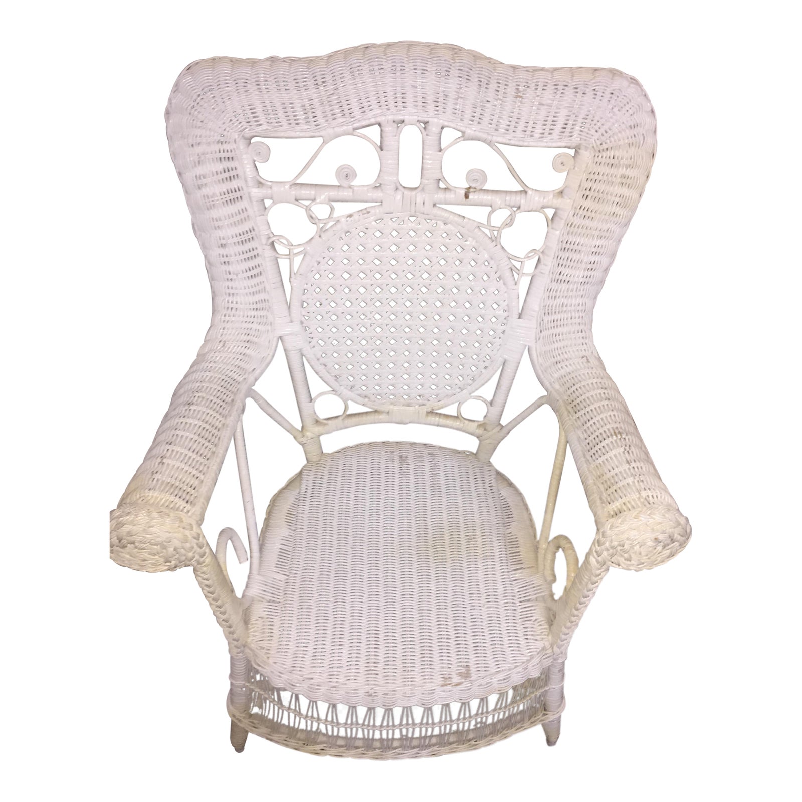 Vintage White Child's Wicker Chair Chairish