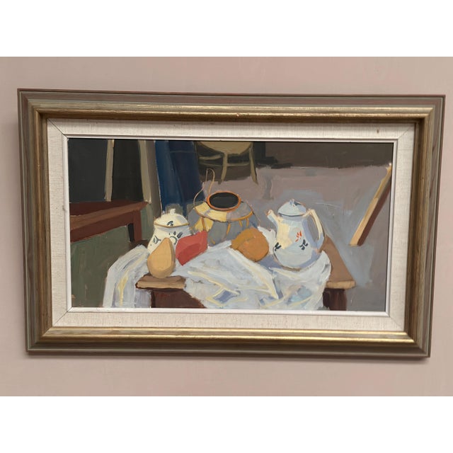 T. Ahlm, Still Life with Coffee Pots, 1960s, Oil Painting on Canvas, Framed For Sale - Image 13 of 14