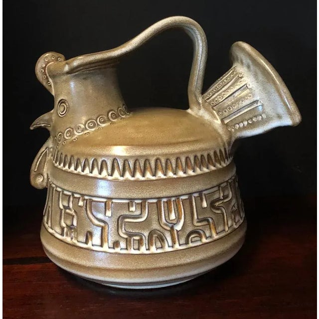 Zoomorphic Brutalist Ceramic Pitcher Resembling Rooster by Marius and Huguette Bessone for Vallauris For Sale - Image 10 of 10