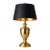 1960s Hollywood Regency Polished Brass Urn Table Lamp With Original Black Shade and Gold Interior For Sale