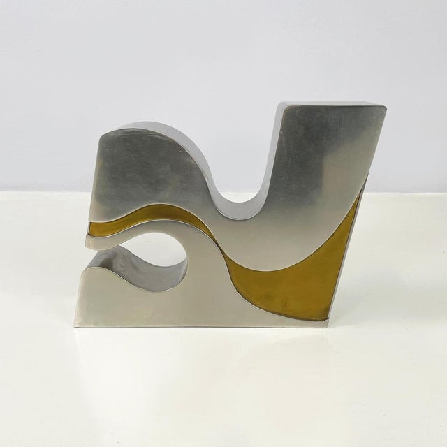 Italian Modern Brutalist Style Metal Gold Metal Sculpture by Edmondo Cirillo, 1972 For Sale - Image 4 of 15