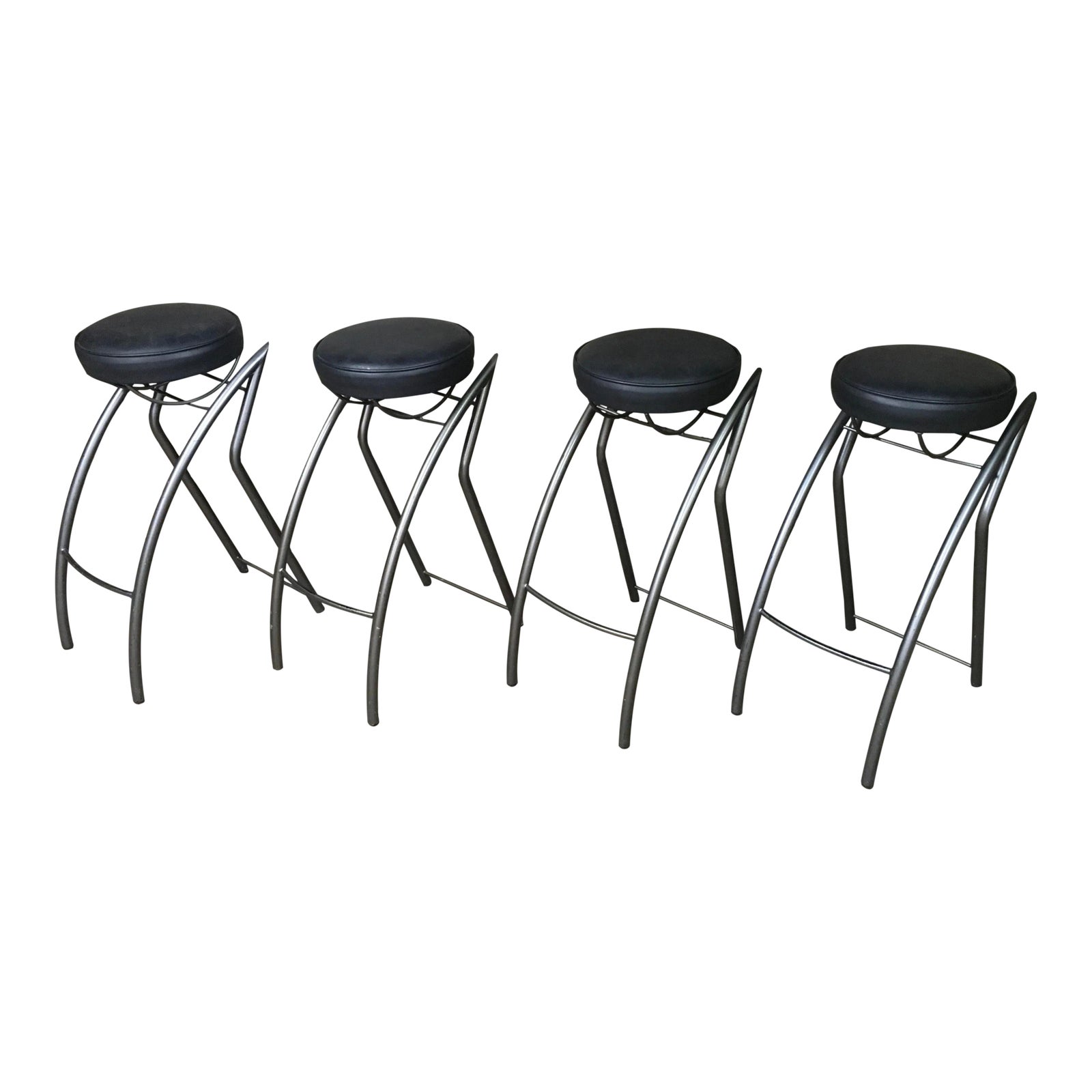 Set of Four Unique Postmodern Memphis-Style Bar Stools With Sharp ...