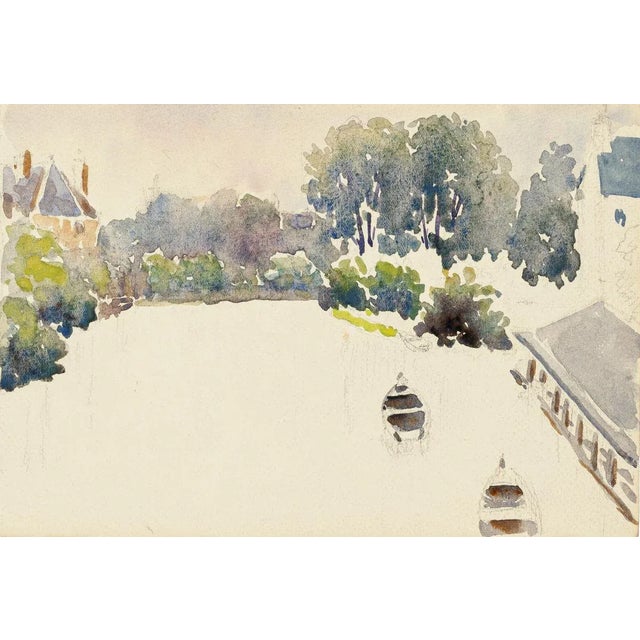 Boats - Watercolor by French Master - Mid 20th Century Mid 20th Century For Sale - Image 3 of 3