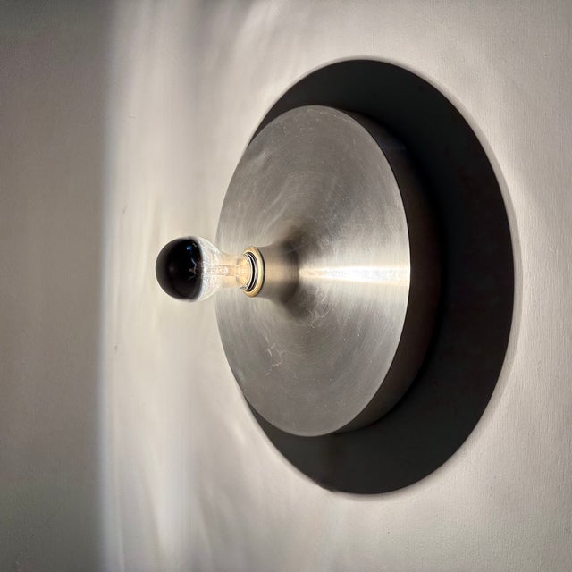 Metal Large Mid-Century Disc Lamp attributed to Charlotte Perriand for Les Arcs, 1970s For Sale - Image 7 of 18