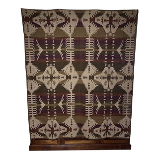 Oregon City Woolen Mills Indian Trade Blanket Antique 1920's Pac-Man Pattern Wow For Sale