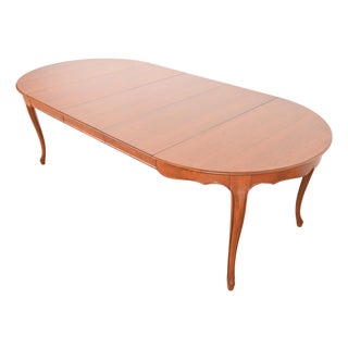 Kindel Furniture French Provincial Louis XV Cherry Wood Extension Dining Table, Newly Refinished For Sale