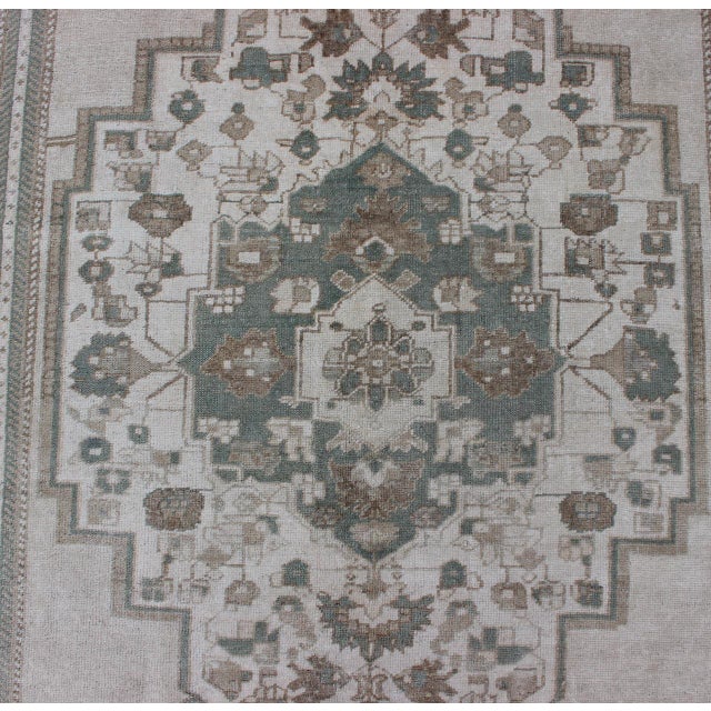 Vintage Turkish Oushak Rug With Pale Sage, Soft Taupe, and Ivory 6'4 X 11'2 For Sale - Image 9 of 11
