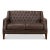 A Classic tufted two-seat sofa with a bicast bonded chocolate-colored vintage style leather upholstery, with a tufted...