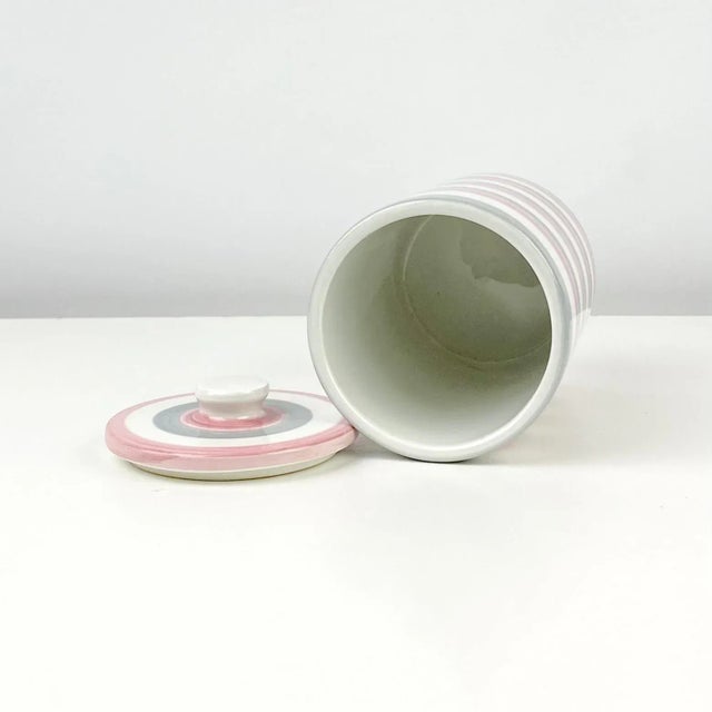 Ceramic 1970s Italian Grey and Pink Striped Ceramic Canister Containers For Sale - Image 7 of 13