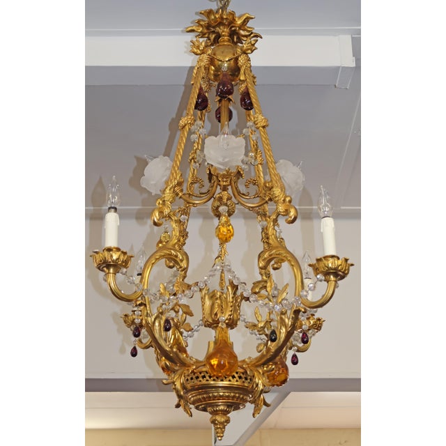 Metal 1910 French Belle Epoque Style Gilt Bronze Crystal Chandelier For Sale - Image 7 of 18