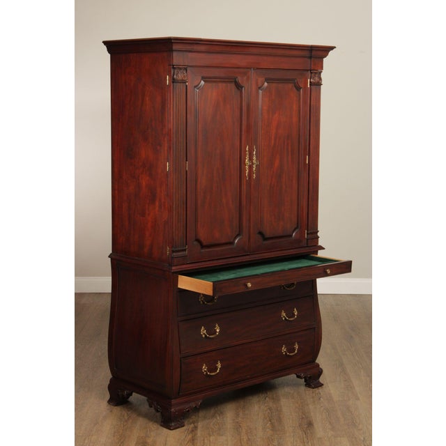 Wood Henkel Harris Mahogany Bombe Armoire Cabinet For Sale - Image 7 of 12
