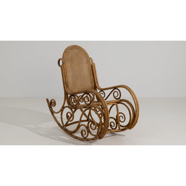 Wood Thonet Faux Bamboo and Rattan Rocking Chair, Antique, Austria, Early 19th Century For Sale - Image 7 of 14