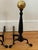 Mid 20th Century Vintage American Midcentury Cast-Iron and Brass Cannonball Andirons For Sale - Image 5 of 10