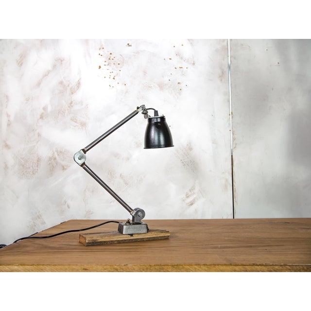 Industrial Polished 2-Arm Workshop Desk Light from EDL England, 1950s For Sale - Image 10 of 12