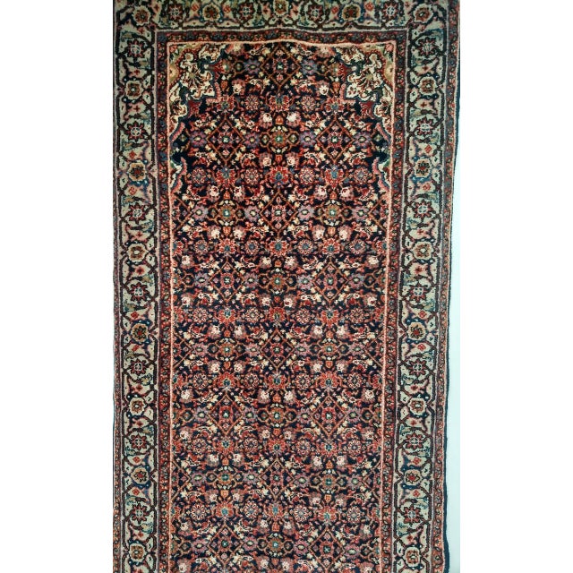 Vintage Tabriz Long Runner, Hand-Woven Wool, All Over Herati Pattern, Navy & Ivory, 3x16 For Sale - Image 9 of 16