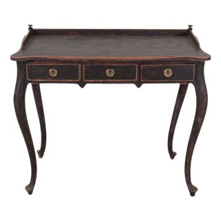 Swedish 20th Century Black Rococo-Style Writing Desk For Sale