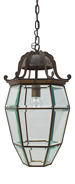 Light Cut Glass and Brass Ceiling Lamp by Adolf Loos Lobmeyr, Austria, 1930s