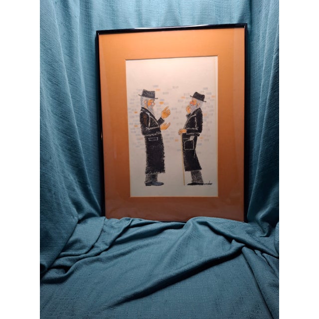 Presented is a soulful and rare matched pair of original illustrations by the noted Jewish-American artist and Rhode...