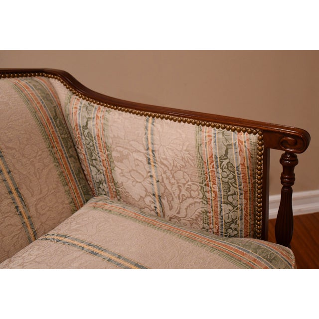 1920s 1920 Hickory Chair Sheraton Style Mahogany Spring-Seat Pair of Loveseats For Sale - Image 5 of 18