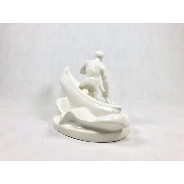 1950s Ceramic Figure of Canoeist from Jihokera Bechyně, Czechoslovakia, 1960s For Sale - Image 5 of 11