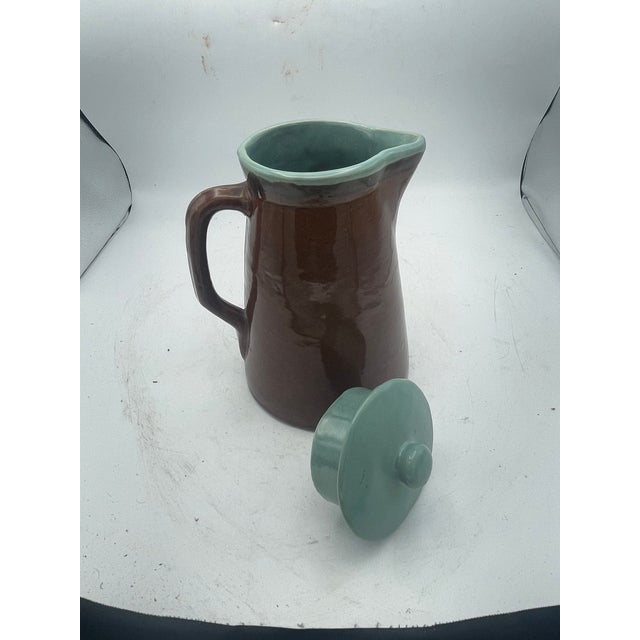 Cabin Brown Ware Lidded Pitcher For Sale - Image 3 of 7